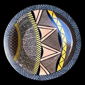Vintage Postmodern Hand Painted Charger