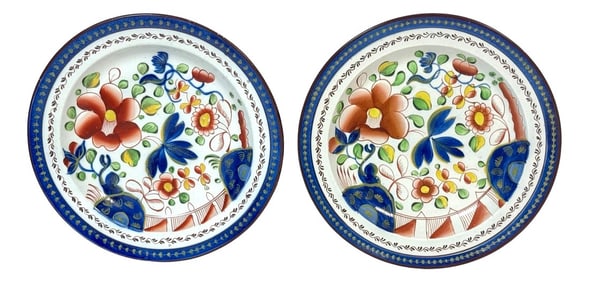 Pair of Gaudy Dutch 'Single Rose ' Pattern Plates