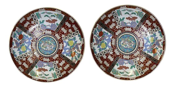 Meiji Period Large Japanese Imari Chargers with Provenance 19th Century - a Pair
