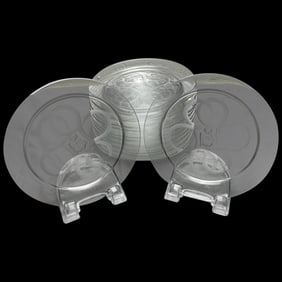 Mid 20th Century 12 Art Deco Lalique Cherub and Rope Motif Plates