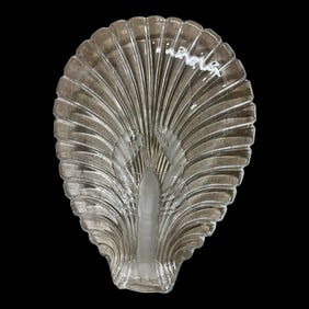 Large Seafood Platter Crystal Clam Scallop Shaped Frosted Lobster by Mikasa