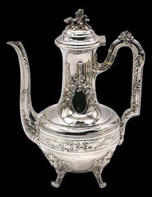 Exquisite 19th-Century Spanish Sterling Rococo Revival Style Coffee Pot