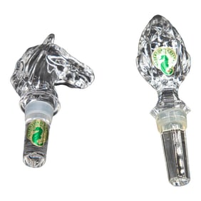 Vintage Waterford Crystal Bottle Stoppers - Horse and Acorn Designs With Boxes- Set of 2