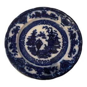 Blue Flow Ironstone the Temple by Podmore Walker & Co., Circa 1849