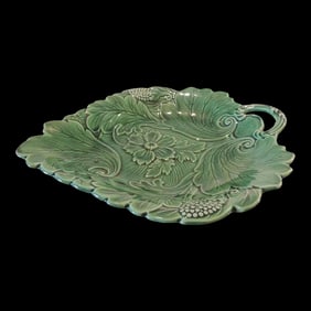 Majolica Style Green Serving Bowl