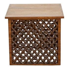 Mid-Century Style Carved Jali Floral Table