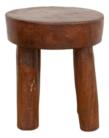 Charming Patinated Brown Milking Stool