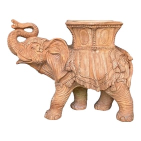 Italian Hollywood Regency Style Cast Terracotta Elephant Garden Seat / Table