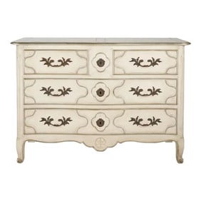 French Louis XV Style Ivory Painted Chest / Commode by Baker Furniture Co.