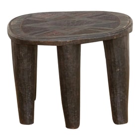 Bold Dark Brown Carved Nupe End Table