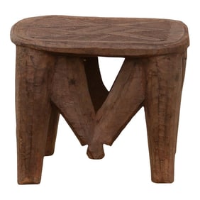 Nupe Carved Stool, Earth's Embrace