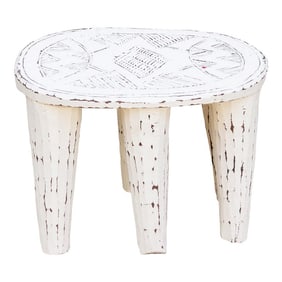 Stonewashed White Wooden Nupe Stool