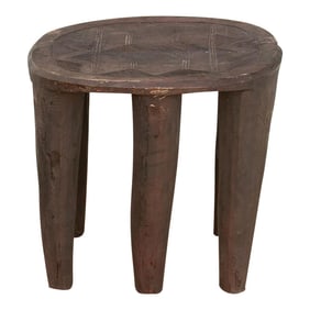 Vintage Carved Top Cone Legs End Table