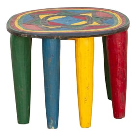 Carved Nupe End Table From Nigeria
