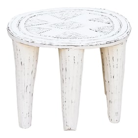 Charming Whitewash African Stool