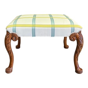 Georgian Style Carved Mahogany Ottoman / Stool Attributed to Theodore Alexander