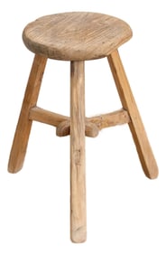 Early 20th Century Rugged Wood Stool
