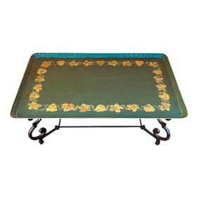 Mid-Century French Maison Ramsay Painted Tole Style Wood / Iron Tray Top Coffee Table