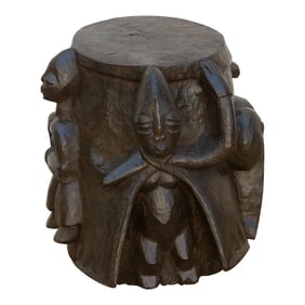 Rustic Figural Carved African Shango Stool
