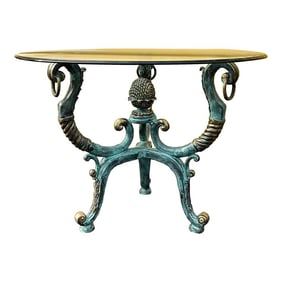 Neoclassical Style Patinated Brass / Verdigris Bronze Center or Dining Table by LaBarge