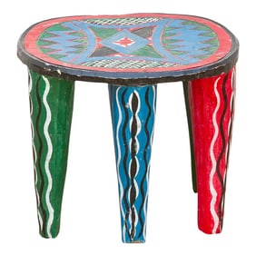 Carved Nupe Dreamscape Painted Table
