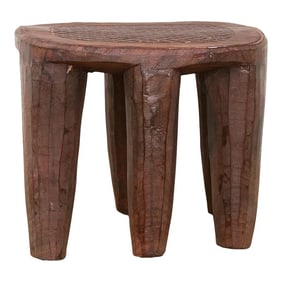 Vintage Carved Wood Gathering Nupe Stool