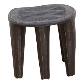 Tribal Round Graphite Color Nupe Stool