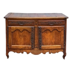 18th Century French Hand Carved Fruitwood & Iron Cabinet or Sideboard