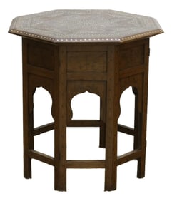Antique Brass & Copper Inlay End Table