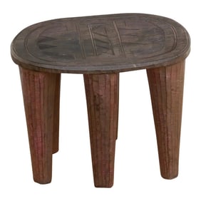 Rustic Carved Cabin Round Small Table