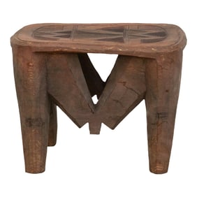 Carved African Storyteller's Nupe Stool