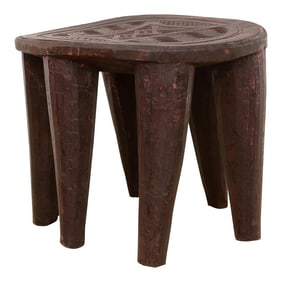 Tribal Tapestry Nupe Carved Stool