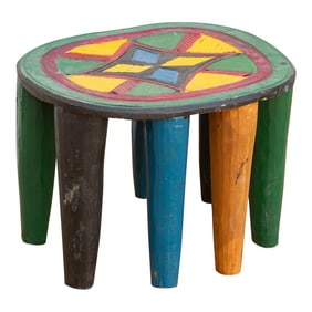 Eclectic Painted 8-Leg Nupe Stool
