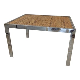 Vintage Polished Chrome and Bamboo Coffee Table by Gabriella Crespi