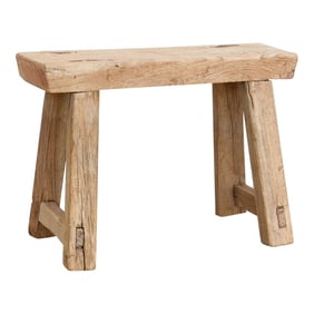 Old Bleached Wood Milking Stool