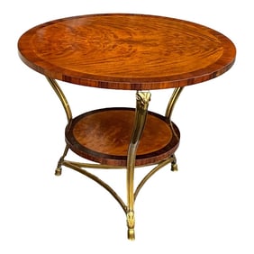 Neo-Classical Style Burl Walnut and Bronze Ram Center / Side Table / Gueridon