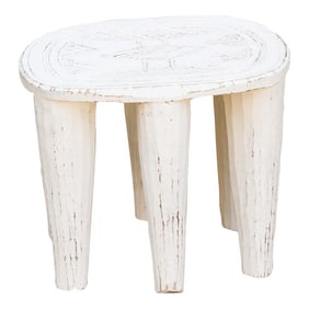 Aged Pearl White Nupe Stool