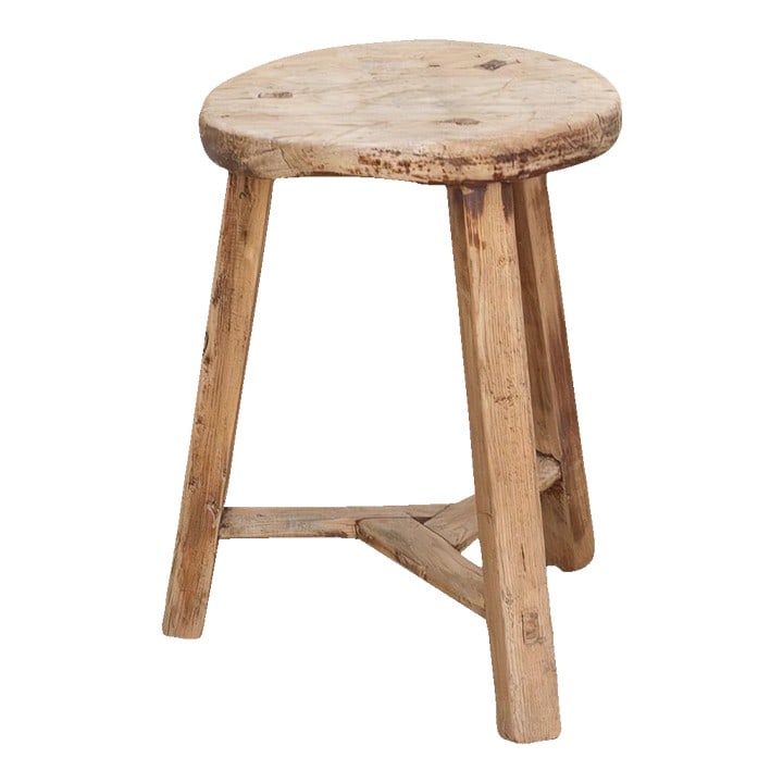 Antique Country Stool W/Traces of Painted Finish