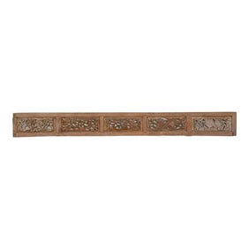 Antique Hand-Carved Asian Wood Panel