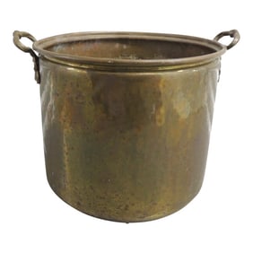 Large Brass Hand-Hammered Cauldron With Handles/Planter