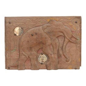 Distressed & Mirrored Thai Elephant Carving