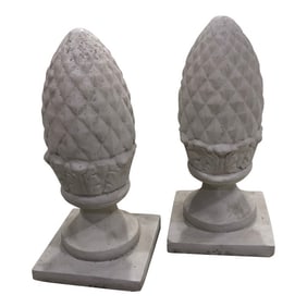 Tall Cement and Plaster Garden Outdoor/Indoor Ornamental Finials - Set of 2