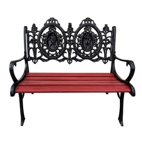 Antique Cast Iron Figural Seasons Garden Bench