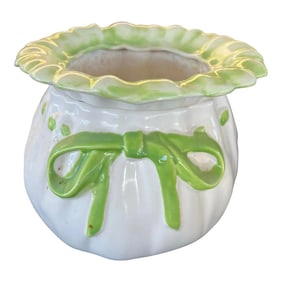1960s Double Layer Ceramic Planter Flower Pot, Signed