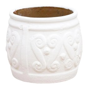 White Terracota Engraved Thai Planter