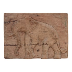 Antique Thai Elephant Carved Panel
