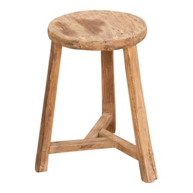Oxidized Wood Antique Round Stool