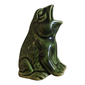 Vintage Green Ceramic Plant Watering Frog