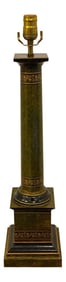 Mid 20th Century Regency Style Polychromed Tole Column Lamp