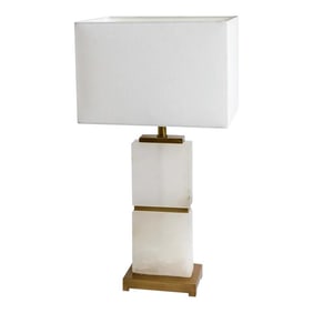 Alabaster & Brass Table Lamp, Made in France, C.1970s